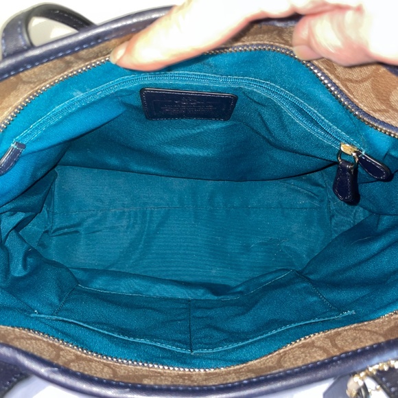 Coach Varsity Stripe City Zip Tote Signature Midnight/Light Blue Stripe … - Picture 6 of 8